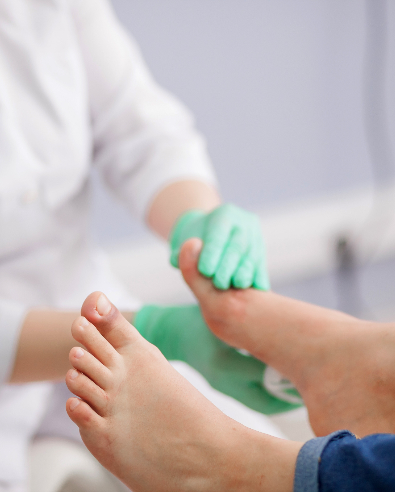 A patient receiving diabetic foot care